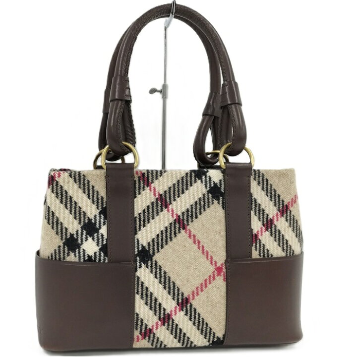楽天市場】【中古】BURBERRY ハンドバッグ ノバチェック ウール レザー 