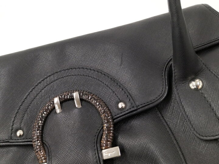 楽天市場】【中古】Salvatore Ferragamo ハンドバッグ レザー ブラック  