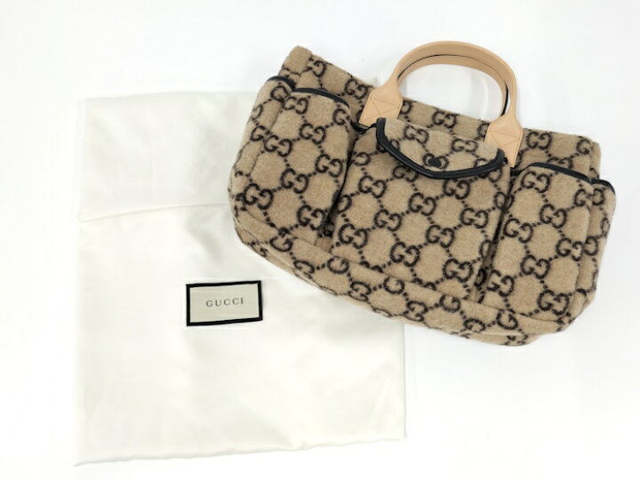 楽天市場】【中古】GUCCI ハンドバッグ GGウール レザー ウール 