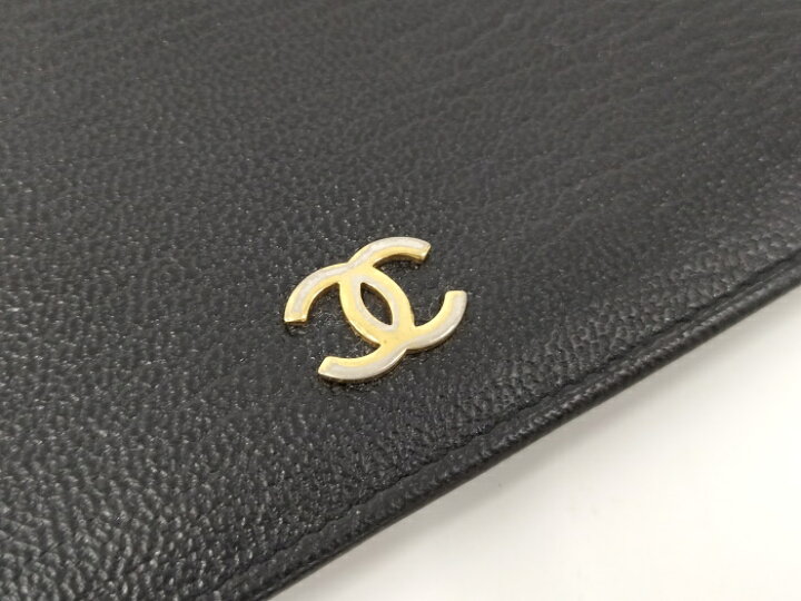 楽天市場】【中古】CHANEL 二つ折り長財布 ココマーク レザー ブラック  