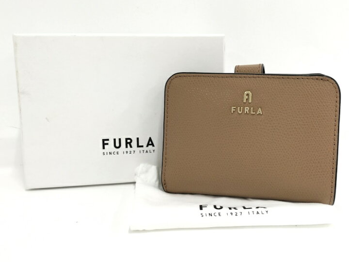楽天市場】【中古】FURLA 二つ折り財布 カメリア レザー ブラウン  