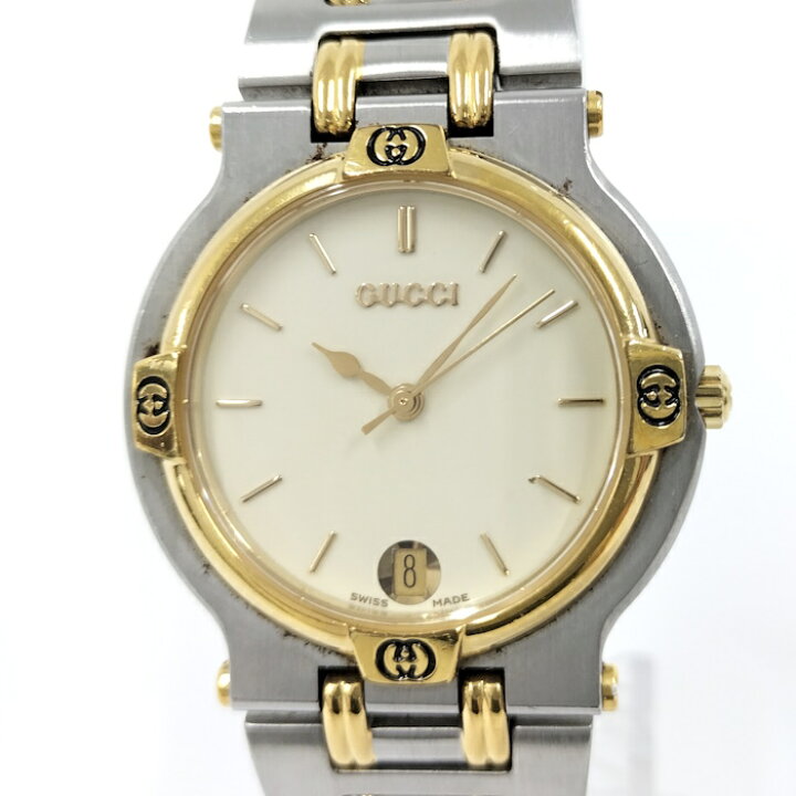 楽天市場】【中古】GUCCI メンズ腕時計 クオーツ SS GP アイボリー文字  