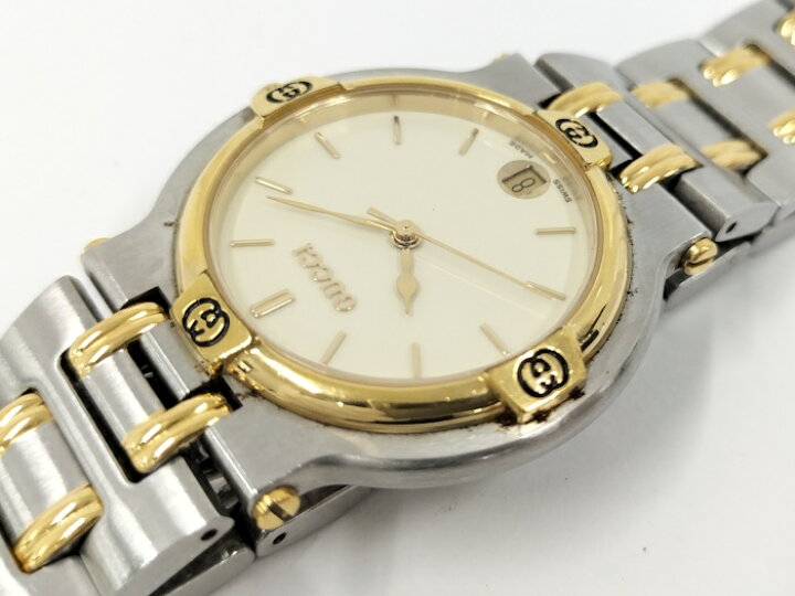 楽天市場】【中古】GUCCI メンズ腕時計 クオーツ SS GP アイボリー文字  