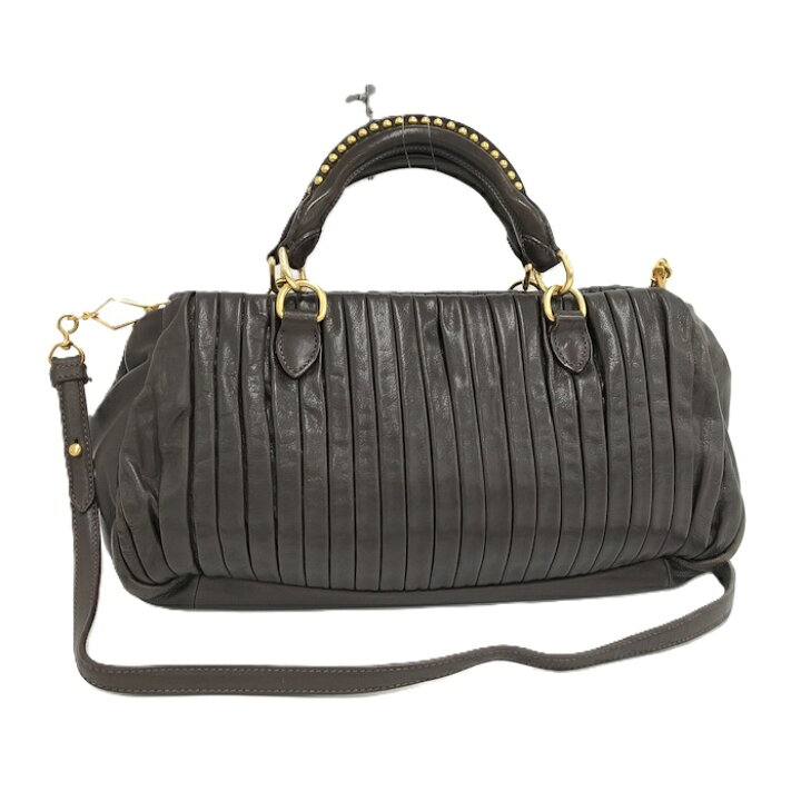 楽天市場】【中古】miu miu 2WAYショルダーバッグ プリーツ レザー 