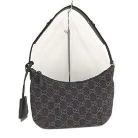 【中古】GUCCI ショルダーバッグ ホースビットスリム GGデニム レザー デニム ブラック 774719