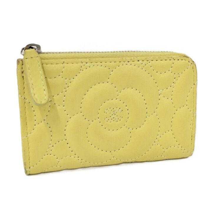 楽天市場】【中古】CHANEL コインケース カメリア レザー イエロー 