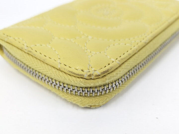 楽天市場】【中古】CHANEL コインケース カメリア レザー イエロー 