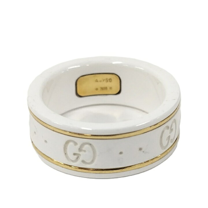 楽天市場】【中古】GUCCI アイコンリング セラミック 750YG K18YG 