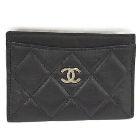 【中古】CHANEL クラシック カードケース カードホルダー マトラッセ レザー ブラック AP0213