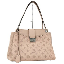【中古】LOUIS VUITTON セーヴル トートバッグ モノグラムマヒナ レザー マグノリア ピンク系 M41789
