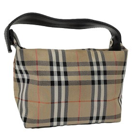 【中古】BURBERRY ハンドバッグ ノバチェック レザー キャンバス ベージュ系 マルチカラー