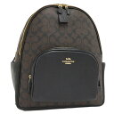 【中古】COACH リュックサック バックパック シグネチャー レザー ダークブラウン ブラック 8495