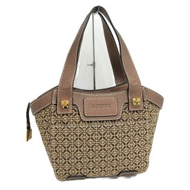 【中古】LOEWE アナグラム ハンドバック レザー キャンバス ブラウン