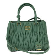 【中古】MIUMIU マテラッセ 2WAY トートバッグ ショルダーバッグ レザー グリーン 5BA259