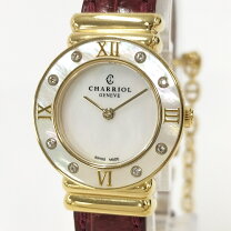 美品 シャリオール CHARRIOL ダイヤベゼル シェル文字盤 腕時計 730 