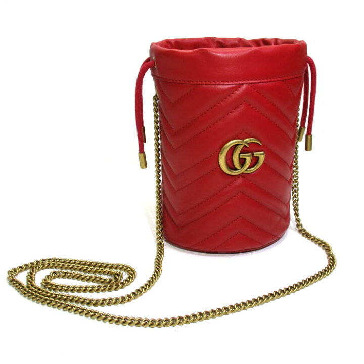 楽天市場】【中古】GUCCI GGマーモント キルティング ミニ バケット 