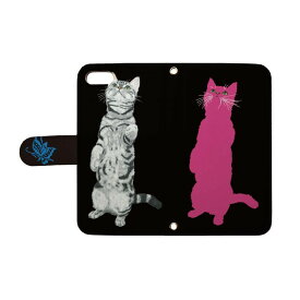 スマホケース 全機種対応 手帳型 ねこ ネコ 猫 iPhone xperia aquos galaxy basio4 nicot/TETSUJI SHIRAKAWA cat-pink