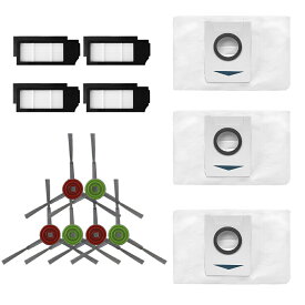 エコバックス x1 DEEBOT X1 Omni / X1TURBO / X1 Plus ECOVACS 交換アクセサリーキット 掃除機 ロボット掃除機 紙パック/ ゴミパック/ ダストバッグ3枚、フィルター4個、サイドブラシ3ペア 13点セット 互換品 消耗品 汎用品