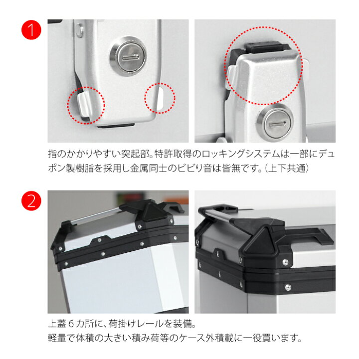 楽天市場】直送品 COOCASE Q1 ブラック クーケース アルミトップケース 