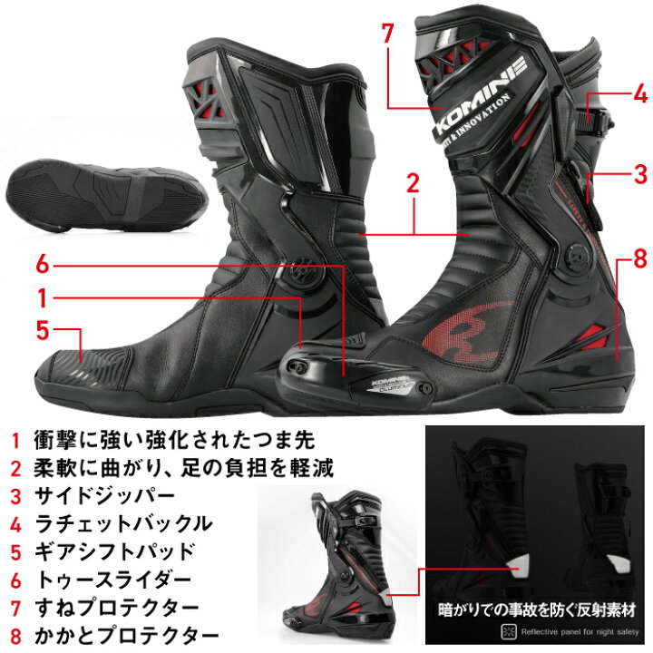 楽天市場】コミネ ブーツ BK-087 スプリームレーシングブーツ KOMINE  