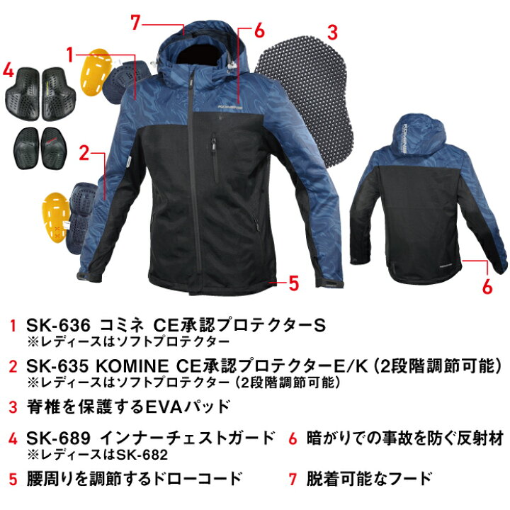 楽天市場】コミネ JK-114 プロテクトメッシュパーカ-テン KOMINE 07 
