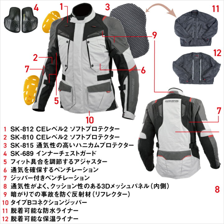 楽天市場】コミネ JK-609 フルイヤーアドベンチャージャケット KOMINE 