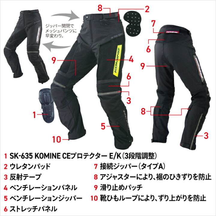 楽天市場】コミネ バイクパンツ PK-716 フルイヤーライディングパンツ 