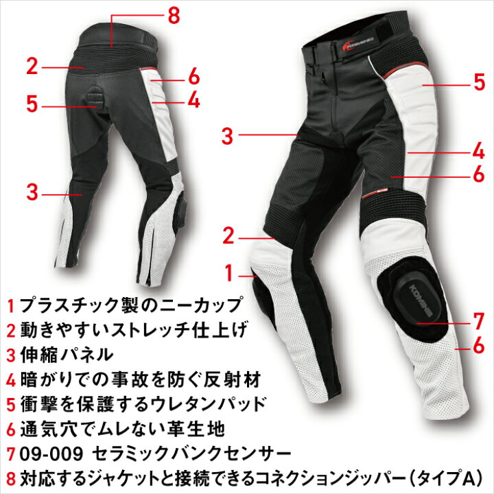 楽天市場】コミネ バイクパンツ PK-780 レザーパンツ サトゥルノ 