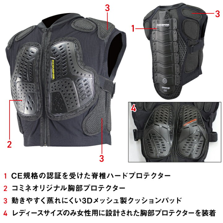 楽天市場】コミネ プロテクター SK-696 CE ボディプロテクション 