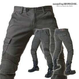 アグリブロス モータープール・グレー｜スリムストレートフィット CE規格パッド付 uglyBROS MOTO PANTS MOTORPOOL GREY メンズ バイク ジーンズ