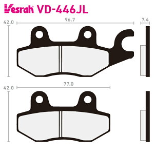 ベスラ VD-446JL シンタードメタルパッド バイク カワサキ EX250 ER250 EX400 ER400 ZX636 KVF750G KVF750H KVF750J KVF750L