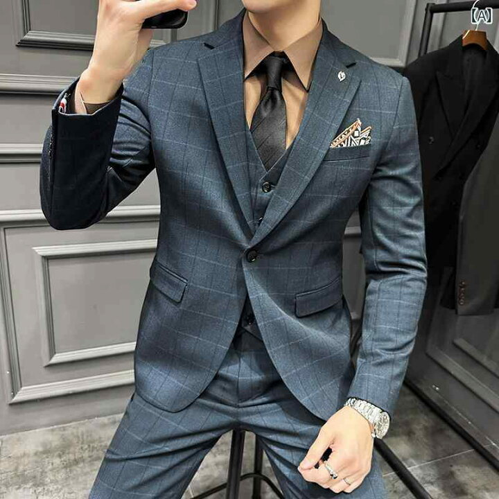 WOLEN] JJZXD スーツ男性スリムフォーマルスリーピーススーツ赤の結婚 
