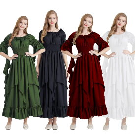 ハロウィン 衣装 コスプレ ドレス レディース 中世風 ルネサンス風 ワンピース ゴシック ロングドレス コルセット風 編み上げ 仮装 パーティー