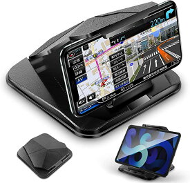 スマホホルダー 車載ホルダー 携帯画面の反射を防ぐ 取り付け超簡単 安定性 3M滑り止めシリコンパッド ダッシュボード デスク適用 スマホスタンド機能付き 車 75°-105°調整 iPhone/Android/Kindle/GPS/Torque/9.6インチ 多機種対応