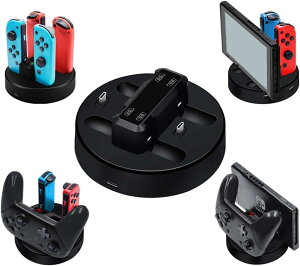 Nintendo Switch 有機ELモデル Joy-Con 充電スタンド コントローラー コンパクト 任天堂スイッチ 充電器 ジョイコン 充電 ホルダー チャージャー 4台同時充電 急速充電 充電指示LED付き USBケーブル