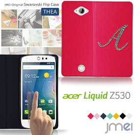 【スマホカバー 手帳型 acer Liquid Z530 ケース】JMEIイニシャルスワロフスキーフリップケース THEA【エイサー カバー スマホケース スマホ カバー simフリー シムフリー スマートフォン z530 革 手帳】