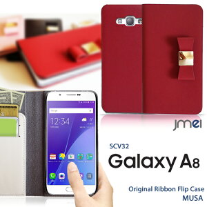 【スマホカバー 手帳型 Galaxy A8 SCV32 ケース】本革 ブランド レザーリボンフリップケース MUSA【ギャラクシー エーエイト カバー スマホ カバー au スマートフォン エーユー 革 手帳】