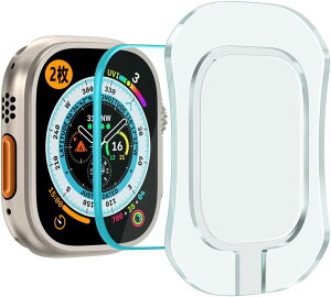 Apple Watch Ultra 2 Ultra �K���X�t�B���� �R���p�`�u�� Apple Watch Ultra 49mm �p �\��t���K�C�h�t�� �ی�t�B���� �A�b�v���E�H�b�` �E���g�� 49 mm �Ή� 9H �����K���X �t�B���� �t����ʕی� 2���Z�b�g