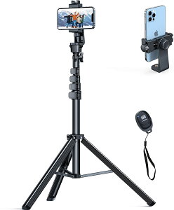三脚 スマホ 三脚 172cm 超軽量 わずか0.4kg スマホ 三脚 リモコン付き 4段階伸縮 360回転 コンパクト収納簡単 転倒防止 自撮り棒 iPhone Android スマホ カメラ GoPro等対応