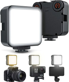 LEDビデオライト 撮影ライト カメラライト 無段階調光調色 360度回転 小型 3000K-6000K CRI95+ 補助照明 撮影用ライト Type-C USB充電式 自由雲台付属 iphone Gopro Osmo Pocket Samsung Nikon Canon Sony アクションカメラ適用