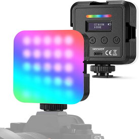 RGBビデオライト 360°フルカラー LEDカメラライト コールドシュー3つ CRI97+ 20シーンモード 2500K-8500K 2000mAh 充電式ポータブル写真照明