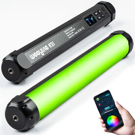 LED ビデオライト RGB 照明 撮影用 スティック ライト カメラ ライト 磁石式 ハンドヘルドライト USB充電式 2500K-8500K 2500mAh 定常光ライト アプリ調光 RA95+ 1/4ネジ穴