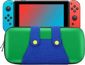 nintendo switch有機ELモデル対応カバー ニンテンドー スイッチ ケース EVA素材 耐衝撃 ゲームカード ケーブル イヤホンなど小物収納可能 マリオ 収納カバー Switch / Switch OLEDに対応 Green+Blue