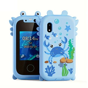 キッズ スマートフォン 知育おもちゃ 2.8インチ スクリーン キッズ カメラ 子供用スマートフォン かに Type-C充電 デュアルカメラ MP3 音楽再生 ゲーム 録画録音 シリコンケース付き クリスマス