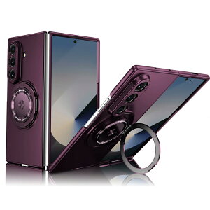 Galaxy Z Fold8 Ultra �P�[�X 360�x��] �����O�X�^���h MagSafe �Ή� �M�����N�V�[ Z �t�H�[���h 8 �E���g�� �J�o�[ ���� ���̓}�O�l�b�g ���C�����X�[�d�Ή� �J������ʕی� �ϏՌ� PC �|���J�[�{�l�[