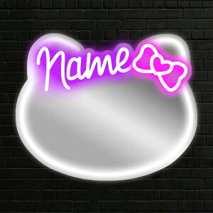 LEDネオンサイン 名入れ カスタム 40cm ミラー ネコミミ 誕生日プレゼント 猫耳 ネオンライト 推し活 グッズ オーダーメイド ネオン クリスマス プレゼント 結婚式 飾り ウォールデコ 調光 オ