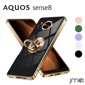 AQUOS sense8 ケース リング メッキ TPU 耐衝撃 ストラップホール付き SH-54D SHG11 アクオス センス 8 カバー 落下防止 2023 新型 スマートフォン シンプル 車載ホルダー対応 スマホケース スマホカバ