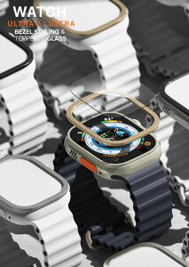 Apple Watch Ultra2 �P�[�X �ی�K���X�t�B�����t�� �X�e�����X�� �o���p�[ Apple Watch Ultra 49mm ���^���b�N �����^ �J�o�[ �A�b�v���E�H�b�` �E���g��2 49 mm �����Y �ϋv�� �ϏՌ� �ȒP���t��