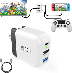 Nintendo switch�h�b�N 65W 36W USB-C �}���[�d HDMI�o�� �p�X�X���[ USB-A �����|�[�g Switch�Ή� TV���[�h �h�b�N��� PSE�F�� �ߓd���ی� �ߓd���ی� �ߔM�ی� ���^ �y�� �R���p�N�g �܂肽���݃v���O ��