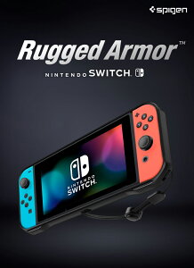 Nintendo Switch ケース TPU 耐衝撃 シュピゲン ラギッドアーマー ハンドストラップ付き 背面カバー 散熱加工 グリップ感 ニンテンドースイッチ ケース エアクッションテクノロジー